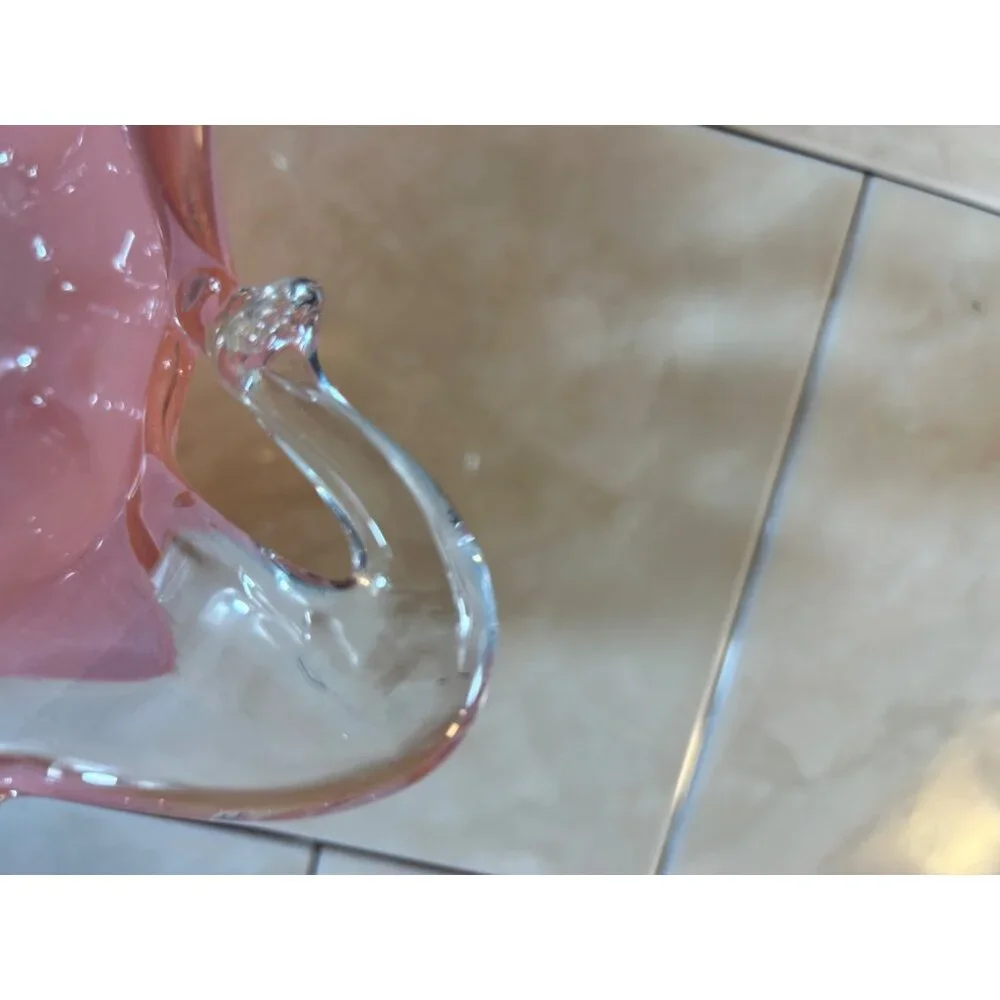 Murano Handcrafted Italian Art Glass Bowl Pink & Clear 12" x 8.5" - Picture 8 of 8